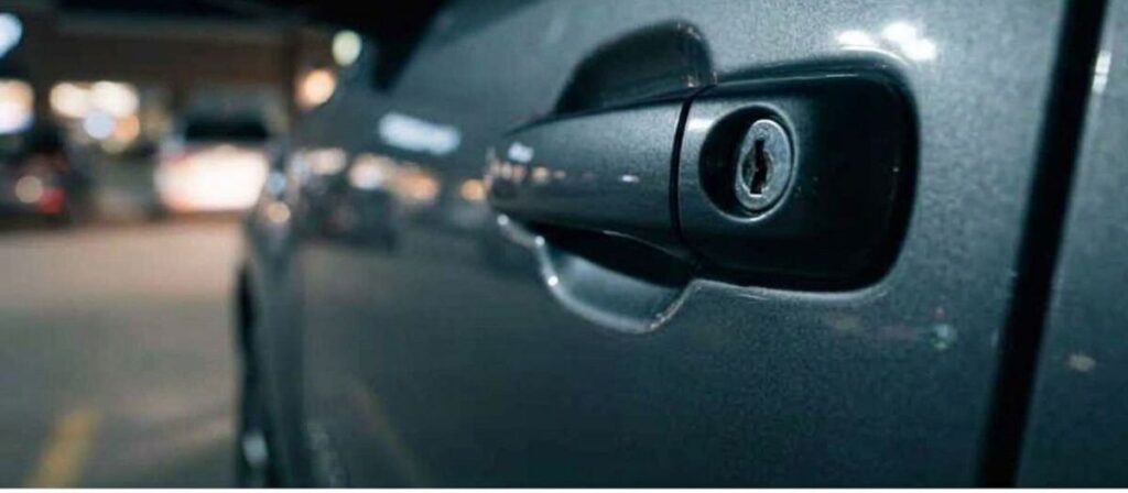 Vehicle locked out in a parking lot at night in Champaign County Illinois