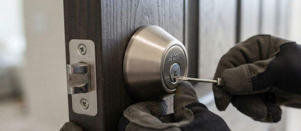 High-security ANSI Grade 1 deadbolt being installed as part of a rekey-or-replace decision