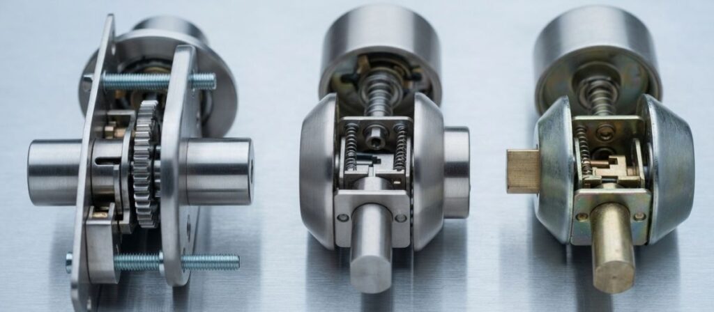 Comparison of ANSI grade locks for commercial doors showing Grade 1 Grade 2 and Grade 3 hardware