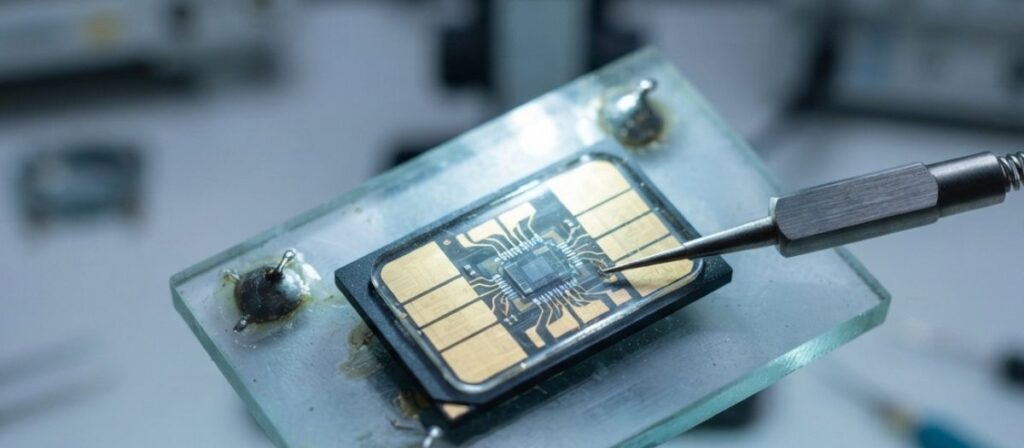 Close-up of a car key transponder chip explaining how car key programming works