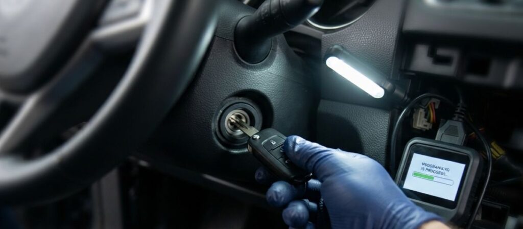 Locksmith programming a transponder key after ignition repair vs replacement decision