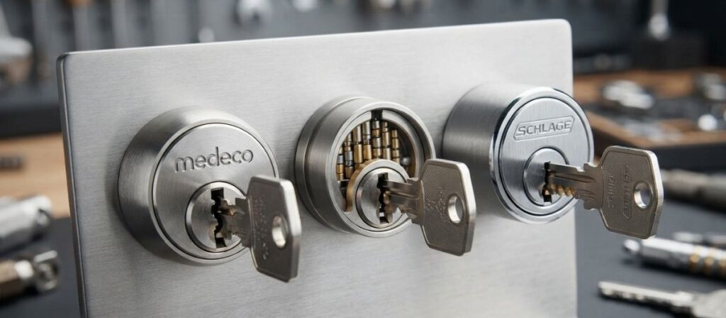 Comparison of high security locks for commercial property from Medeco Mul-T-Lock and Schlage
