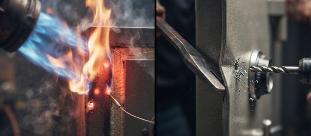 Fire rating vs burglary rating on safes shown through UL testing comparison