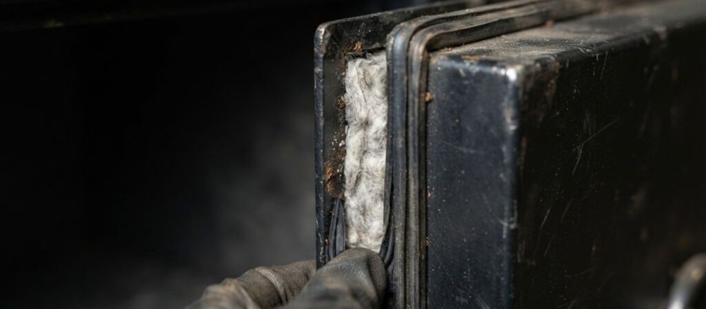 Inspecting fire safe insulation and door seam for what to look for when buying a used safe