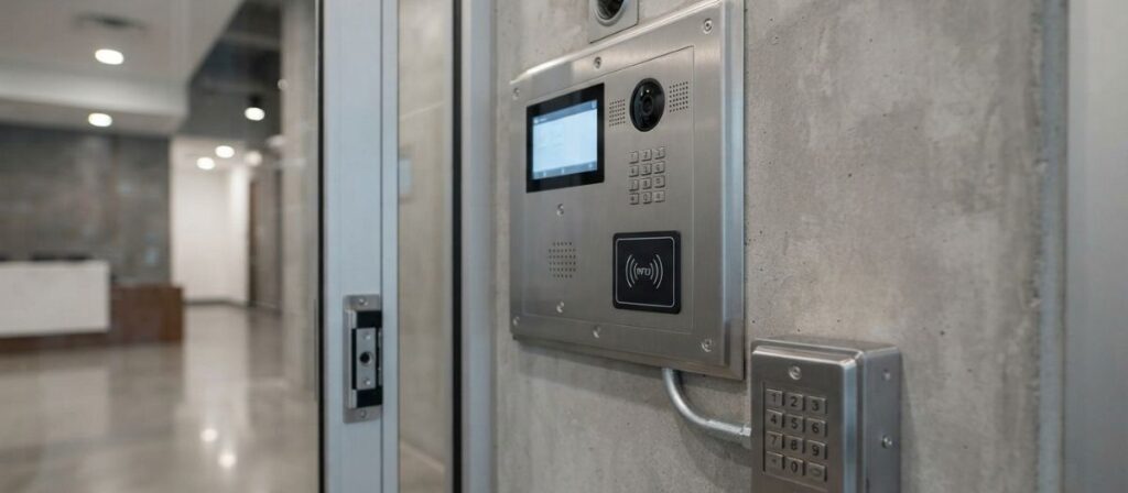 Multi-tenant building lobby intercom system installation with access control